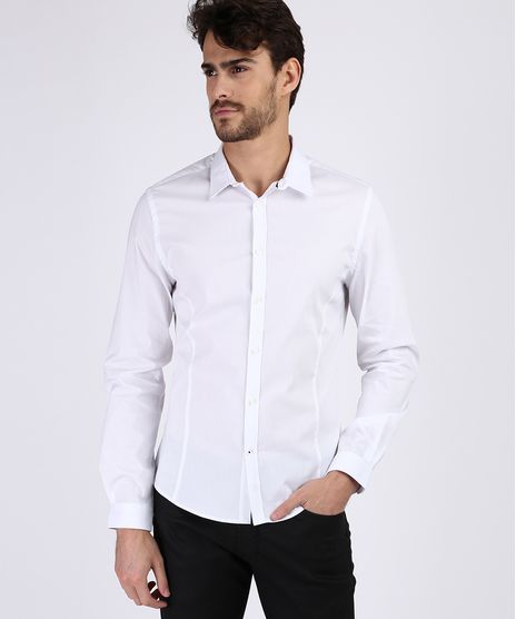 Camisa Social Branca Masculina Slim