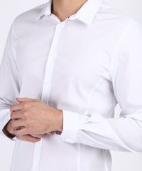 Camisa Social Branca Masculina Slim Detalhes