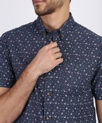 Camisa-Masculina-Mini-Print-Floral-Manga-Curta-Azul-Marinho-9809561-Azul_Marinho_4