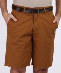 Bermuda-de-Sarja-Masculina-Casual-com-Cinto-Marrom-9955464-Marrom_1
