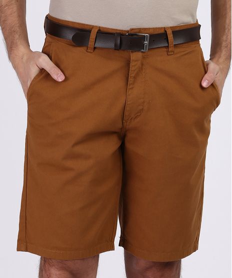 Bermuda-de-Sarja-Masculina-Casual-com-Cinto-Marrom-9955464-Marrom_1