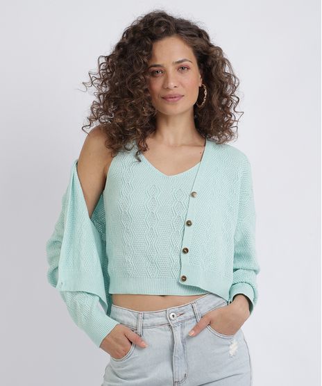 Cardigan-Feminino-em-Trico-Trabalhado-Decote-V-Verde-Claro-9956083-Verde_Claro_1