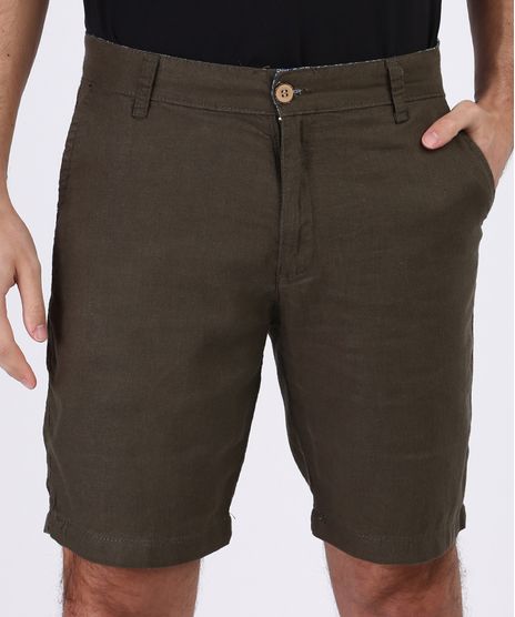 Bermuda-de-Linho-Masculina-Reta-Alfaiatada-Verde-Militar-9942176-Verde_Militar_1
