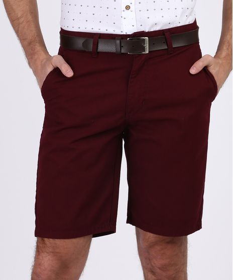 Bermuda-de-Sarja-Masculina-Casual-com-Cinto-Vinho-9955465-Vinho_1