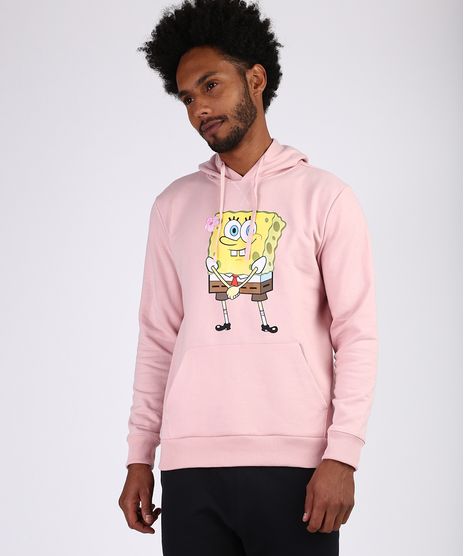 Blusao-de-Moletom-Masculino-Bob-Esponja-com-Capuz-e-Bolso-Canguru--Rosa-9955451-Rosa_1