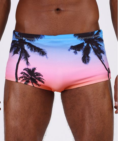 Sunga-Masculina-Tradicional-Estampada-de-Coqueiros--Rosa-9942591-Rosa_1