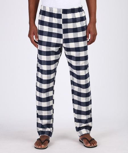 Calca-de-Pijama-Masculina-em-Flanela-Estampada-Xadrez-com-Bolso-Azul-Marinho-9955732-Azul_Marinho_1 Calca-de-Pijama-Masculina-em-Flanela-Estampada-Xadrez-com-Bolso-Azul-Marinho-9955732-Azul_Marinho_1