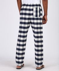 Calca-de-Pijama-Masculina-em-Flanela-Estampada-Xadrez-com-Bolso-Azul-Marinho-9955732-Azul_Marinho_2
