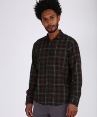 Camisa-Masculina-Tradicional-Estampada-Xadrez-Manga-longa-Verde-Militar-9807932-Verde_Militar_1