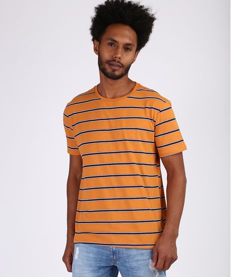 Camiseta-Masculina-Estampada-Listrada-Manga-Curta-Gola-Careca-Laranja-9951629-Laranja_1