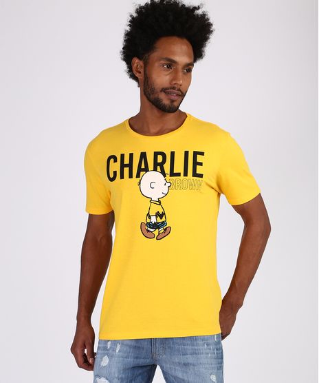 Camiseta-Masculina-Charlie-Brown-Manga-Curta-Gola-Careca-Amarela-9956604-Amarelo_1