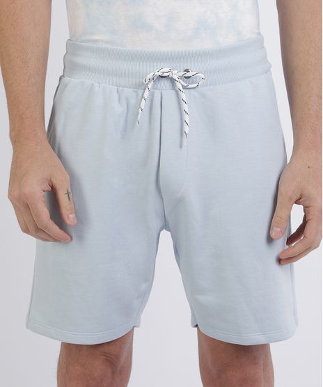Bermuda-de-Moletom-Reta-Masculina-Com-Bolsos-e-Cordao-Para-Amarrar-Azul-Claro-9954911-Azul_Claro_1
