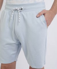 Bermuda-de-Moletom-Reta-Masculina-Com-Bolsos-e-Cordao-Para-Amarrar-Azul-Claro-9954911-Azul_Claro_2