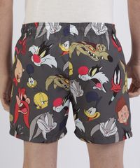 Bermuda-Masculina-Looney-Tunes-Relaxed-com-Bolsos-e-Cordao-Para-Amarrar-Cinza-9955404-Cinza_2