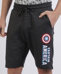 Bermuda-de-Moletom-Masculina-Capitao-America-Reta-com-Bolsos-Cinza-9957440-Cinza_1