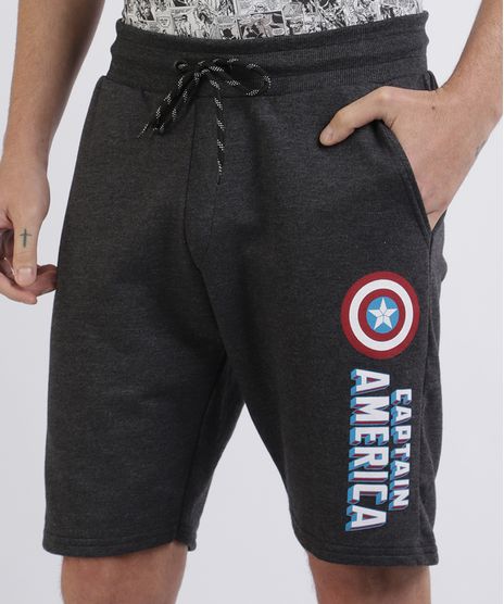 Bermuda-de-Moletom-Masculina-Capitao-America-Reta-com-Bolsos-Cinza-9957440-Cinza_1