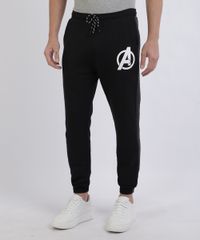 Calca-de-Moletom-Masculina-Relaxed-Os-Vingadores-com-Faixa-Lateral-Preta-9957502-Preto_1