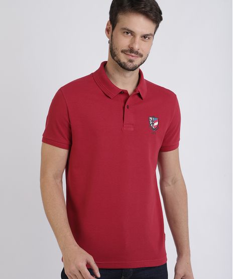 Polo-de-Piquet-Masculina-Tradicional-com-Bordado-Manga-Curta-Vermelha-9953213-Vermelho_1