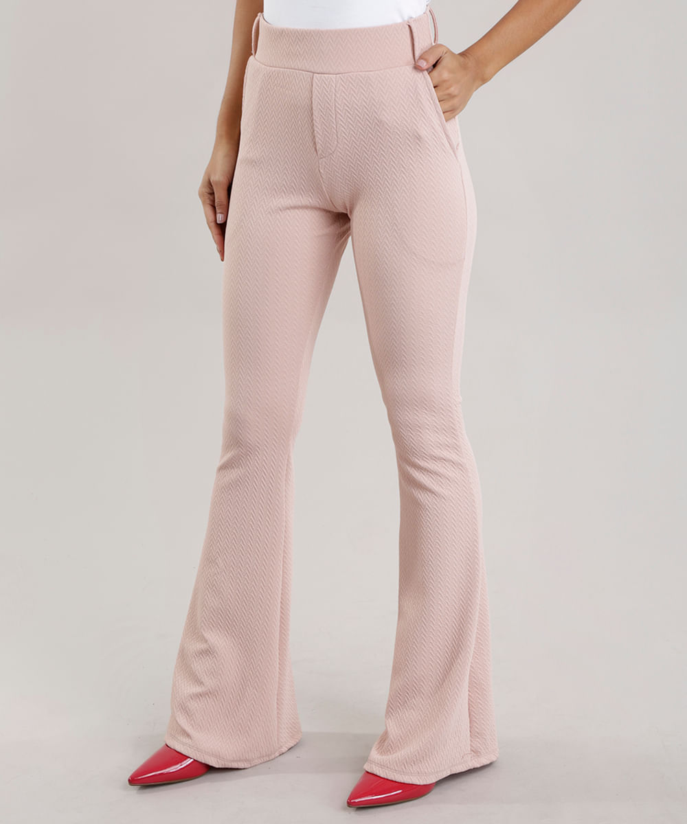 calça flare rosa bebe