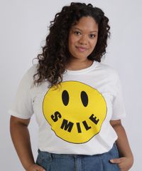 T-Shirt-Feminina-Plus-Size-Smile-Manga-Curta-Decote-Redondo-Branca-9957365-Branco_1