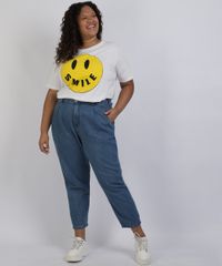 T-Shirt-Feminina-Plus-Size-Smile-Manga-Curta-Decote-Redondo-Branca-9957365-Branco_3