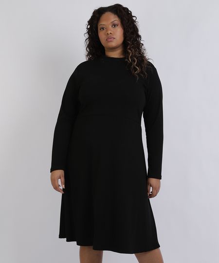 Vestido-Feminino-Mindset-Plus-Size-Midi-Manga-Longa-Gola-Alta-Preto-9957647-Preto_1