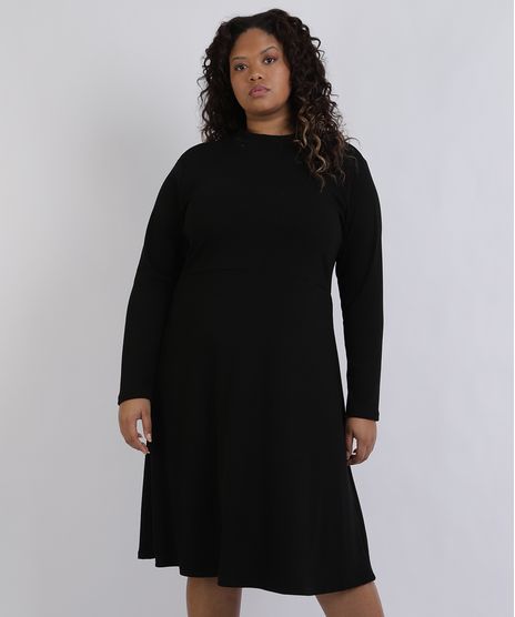 Vestido-Feminino-Mindset-Plus-Size-Midi-Manga-Longa-Gola-Alta-Preto-9957647-Preto_1