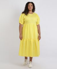 Vestido-Feminino-Mindset-Plus-Size-Midi-Com-Babado-Manga-Curta-Amarelo-9958219-Amarelo_1