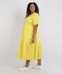 Vestido-Feminino-Mindset-Plus-Size-Midi-Com-Babado-Manga-Curta-Amarelo-9958219-Amarelo_3