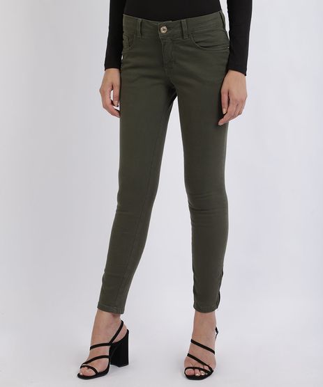 calça jeans feminina verde militar