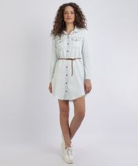 Vestido-Chemise-Jeans-Feminino-Curto-com-Cinto-Manga-Longa-Azul-9952224-Azul_3