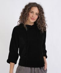 Blusao-de-Veludo-Feminino-Gestante-com-Capuz-Preto-9956015-Preto_1