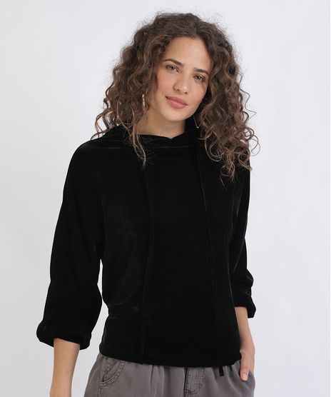 Blusao-de-Veludo-Feminino-Gestante-com-Capuz-Preto-9956015-Preto_1