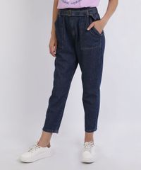 Calca-Jeans-Feminina-Clochard-Cintura-Super-Alta-com-Faixa-com-Fivela-Azul-Escuro-9953990-Azul_Escuro_1