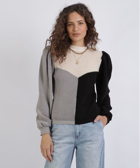 Sueter-de-Trico-Feminino-Tricolor-Manga-Bufante-Preto-9954154-Preto_1