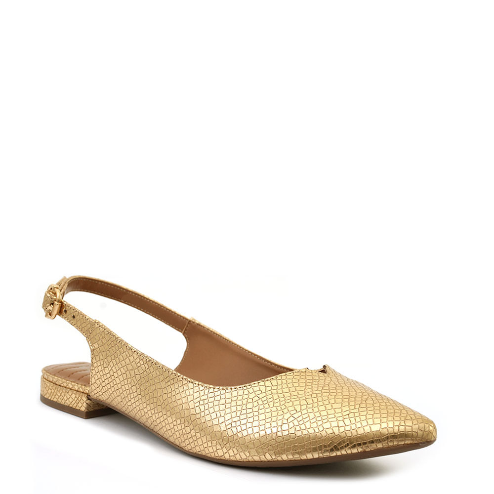 sapatilha dourada bico fino