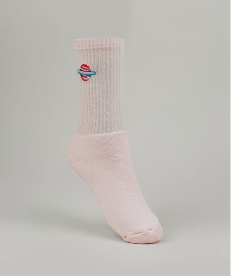 Meia-Feminina-Cano-Alto-com-Bordado-de-Planeta-Rosa-Claro-9954798-Rosa_Claro_1