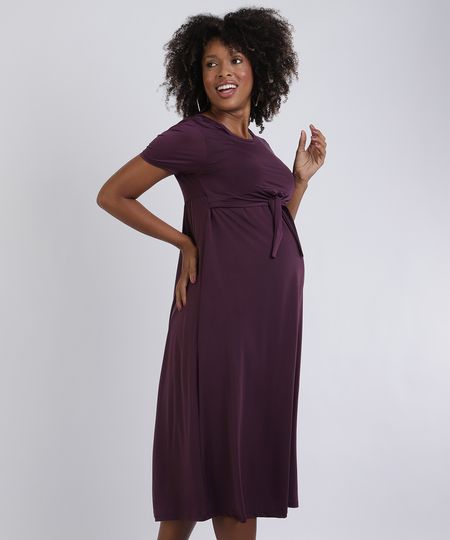 Vestido-Feminino-Gestante-Midi-com-No-Manga-Curta-Roxo-9955985-Roxo_1