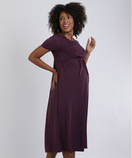 Vestido-Feminino-Gestante-Midi-com-No-Manga-Curta-Roxo-9955985-Roxo_1