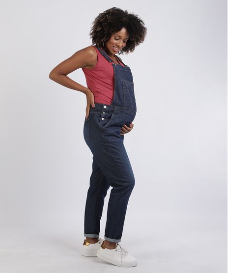 Jardineira-Jeans-Feminina-Gestante-com-Bolsos-Azul-Escuro-9956142-Azul_Escuro_1