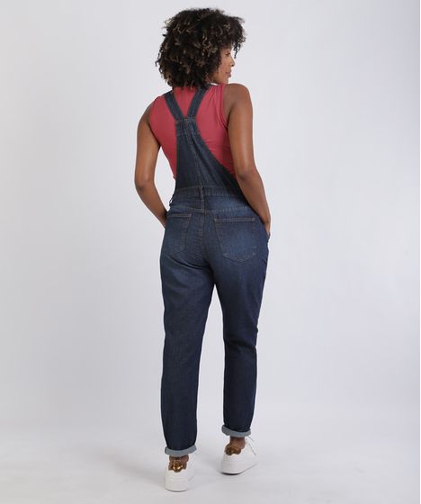 jardineira jeans feminina gestante