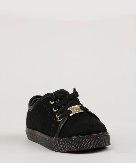 tenis preto com glitter infantil