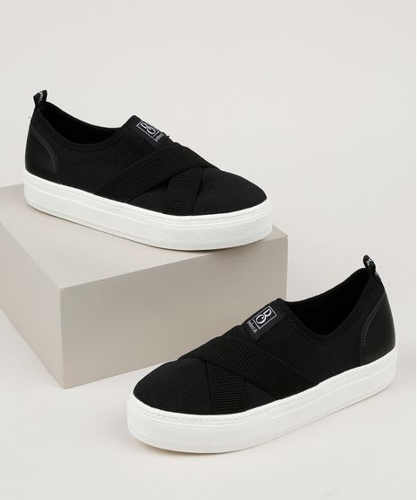Tenis-Feminino-Bebece-Knit-Esportivo-com-Elastico-Cruzado-Preto-9958463-Preto_1