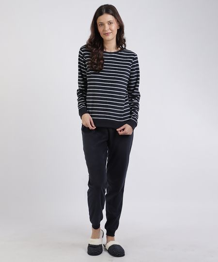 Pijama-de-Fleece-Feminino-Listrado-Manga-Longa-Azul-Marinho-9836379-Azul_Marinho_1 Pijama-de-Fleece-Feminino-Listrado-Manga-Longa-Azul-Marinho-9836379-Azul_Marinho_1