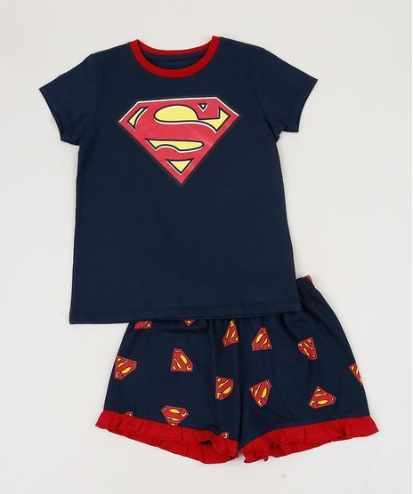 Pijama-Tal-Pai-Tal-Filha-Super-Homem-Blusa-Manga-Curta-Azul-Marinho-9955222-Azul_Marinho_1