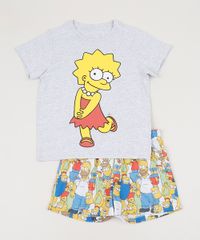 Pijama-Infantil-Tal-Pai-Tal-Filha-Lisa-Simpson-Manga-Curta-Cinza-Mescla-9955716-Cinza_Mescla_1