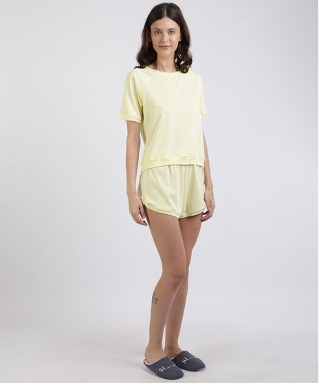 Pijama-Feminino-Manga-Curta-Decote-Redondo-Amarelo-9953267-Amarelo_1