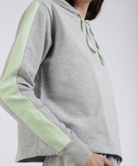 Pijama-de-Moletom-Feminino-com-Faixa-Lateral-Capuz-Manga-Longa-Cinza-9953269-Cinza_3