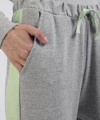 Pijama-de-Moletom-Feminino-com-Faixa-Lateral-Capuz-Manga-Longa-Cinza-9953269-Cinza_4