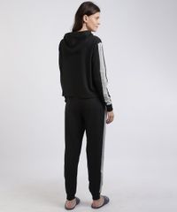 Pijama-de-Moletom-Feminino-com-Faixa-Lateral-Capuz-Manga-Longa-Preto-9953269-Preto_2